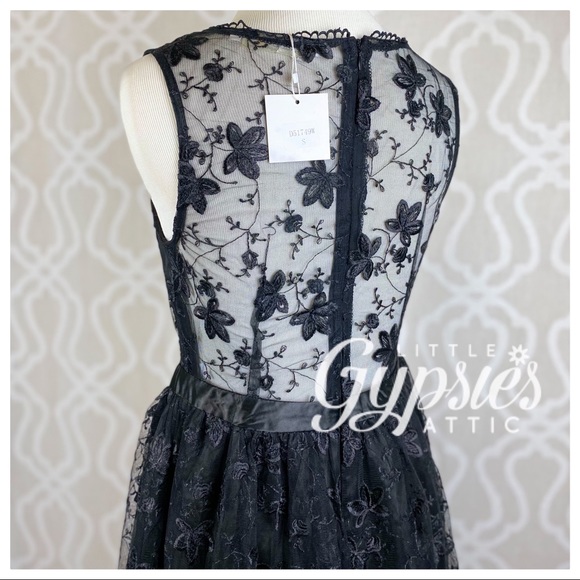 Luna Black Lace Fairy Dress - Picture 4 of 12